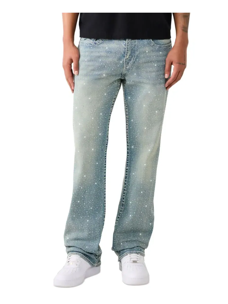 Джинсы Slim-Fit с кристаллами True Religion — изображение 1 из 3, золотистый светлый