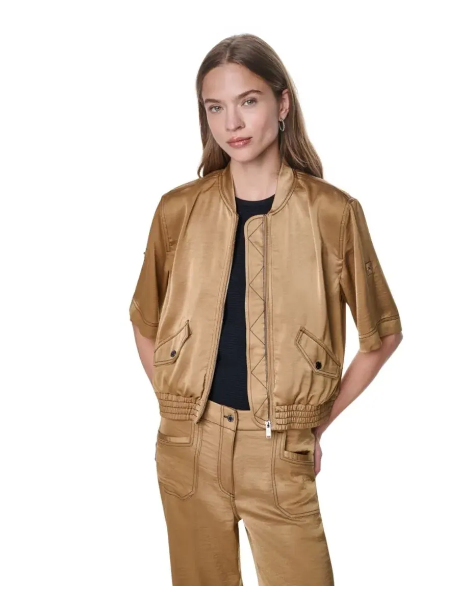 Женская куртка с контрастной отстрочкой и застежкой-молнией, модель Roll-Tab Contrast Stitch Glazed