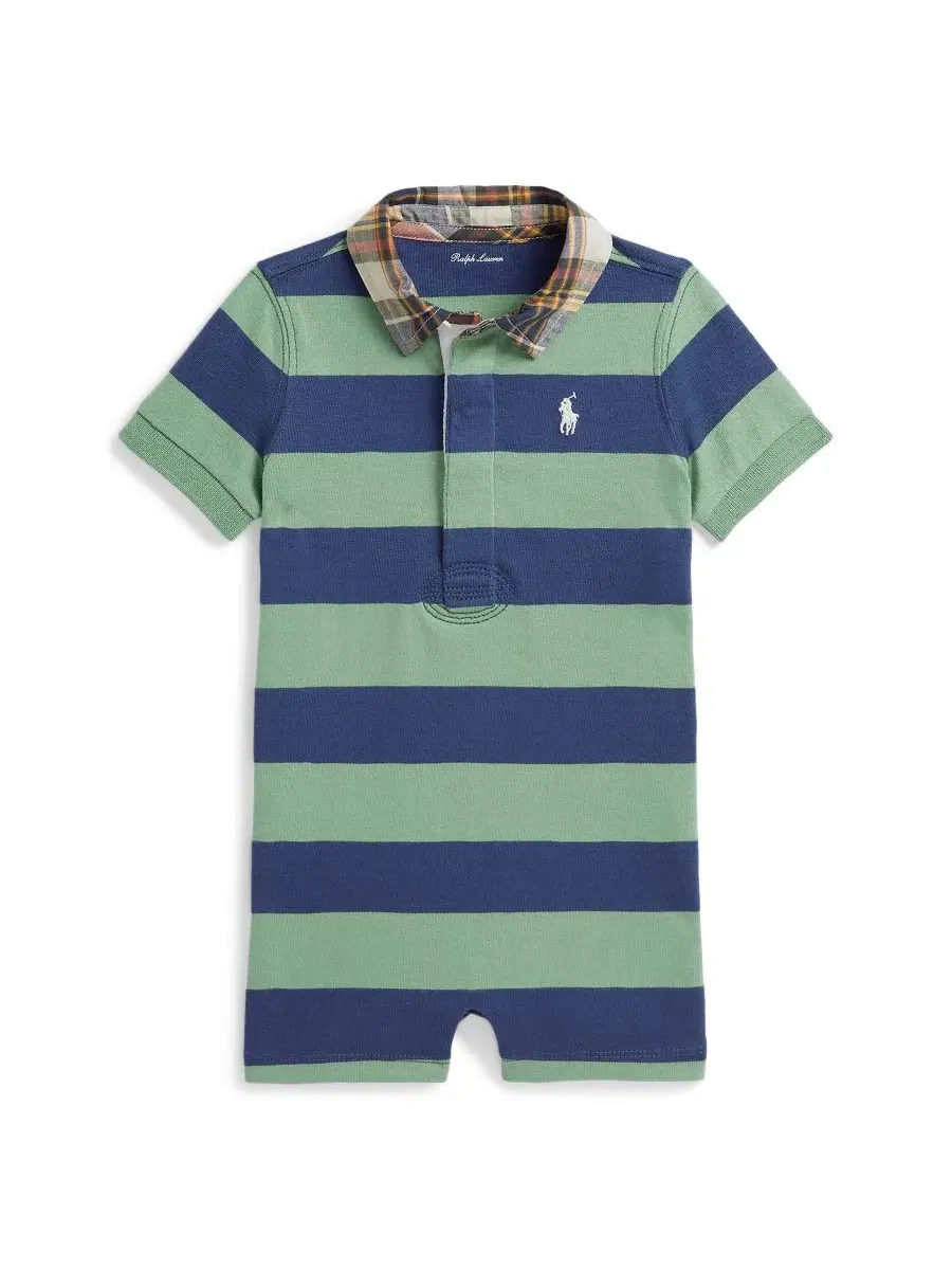 Комбинезон-поло с мадрасским воротником Polo Ralph Lauren — изображение 1 из 3, синий