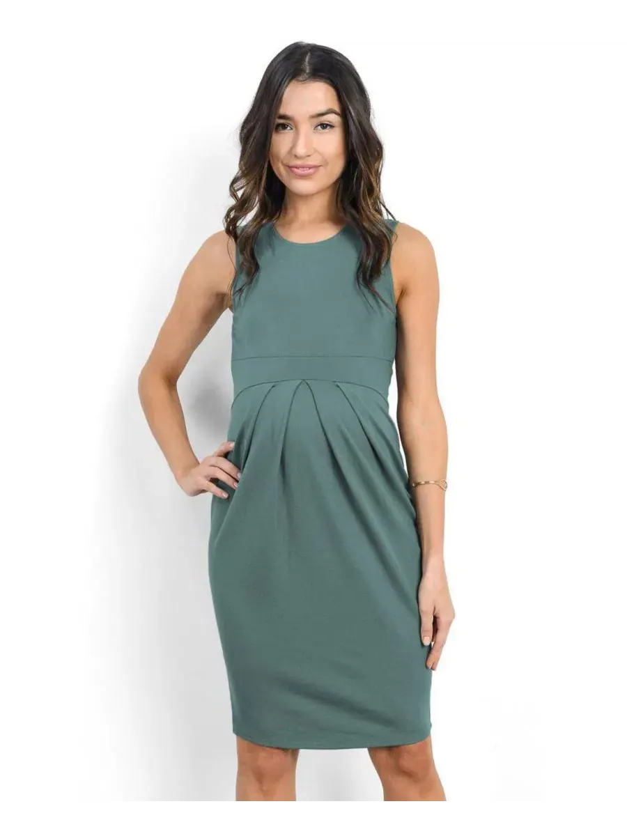 Платье для беременных без рукавов с плиссе, модель Sleeveless Pleated Bodycon Hello Miz — изображение 1 из 4, бирюзовый