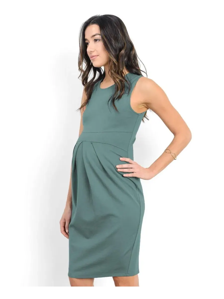 Платье для беременных без рукавов с плиссе, модель Sleeveless Pleated Bodycon Hello Miz — изображение 2 из 4, бирюзовый