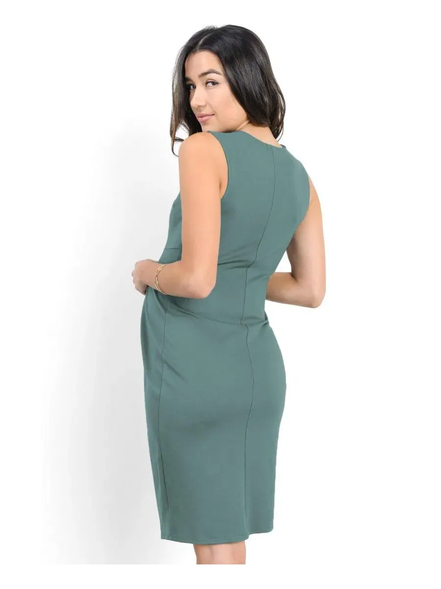 Платье для беременных без рукавов с плиссе, модель Sleeveless Pleated Bodycon Hello Miz — изображение 3 из 4, бирюзовый