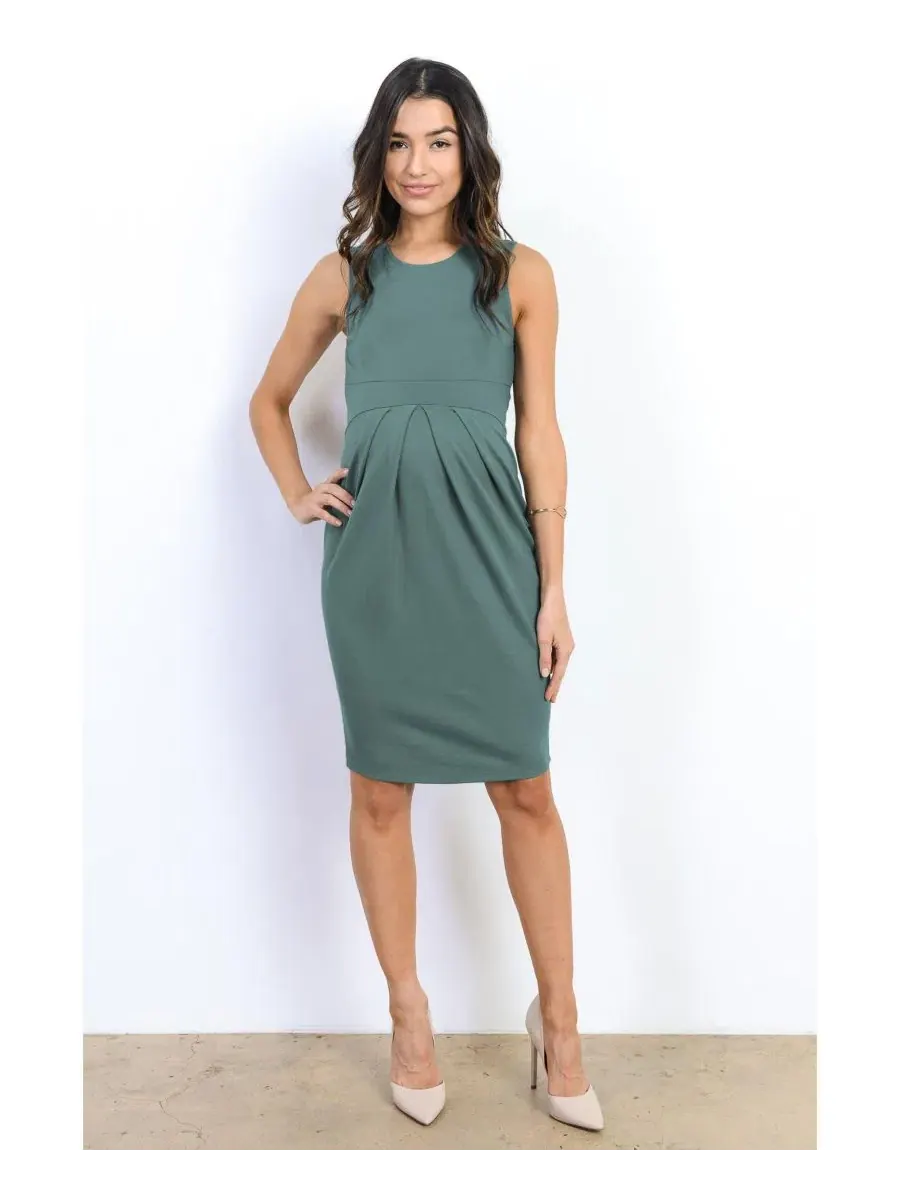 Платье для беременных без рукавов с плиссе, модель Sleeveless Pleated Bodycon Hello Miz — изображение 4 из 4, бирюзовый