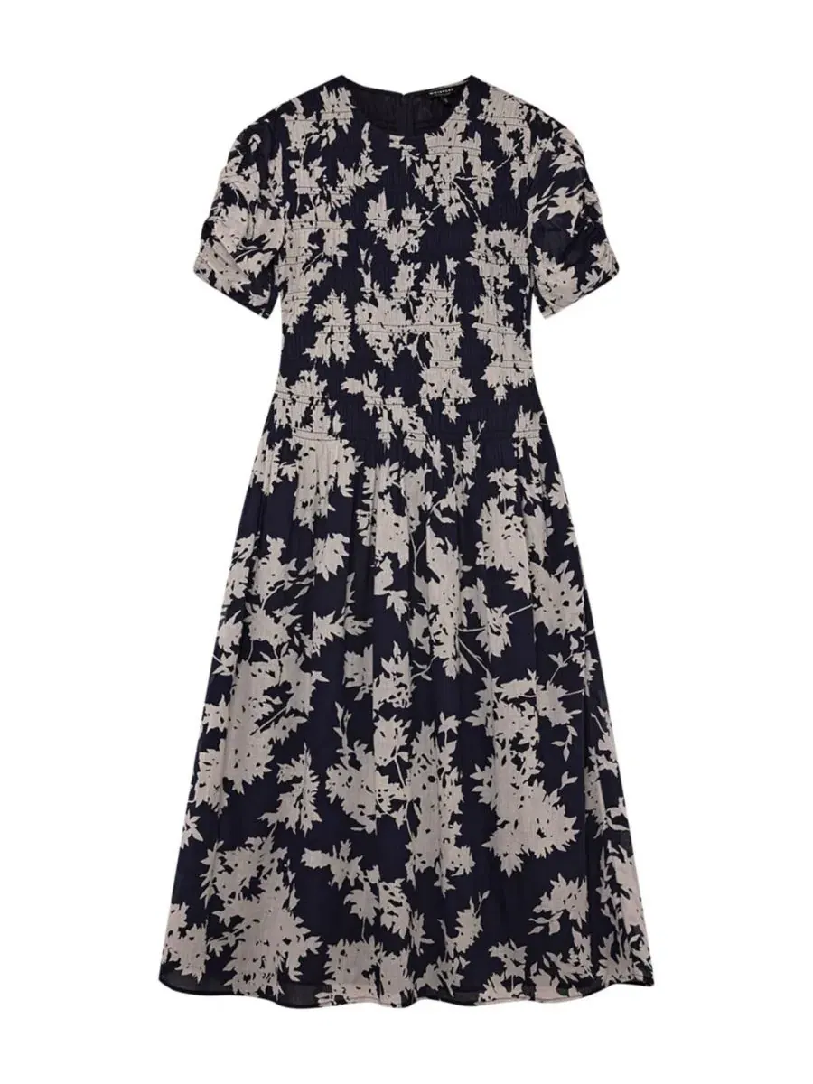 Платье миди с рюшами Shadow Floral Whistles — изображение 6 из 6, темно-синий/мульти
