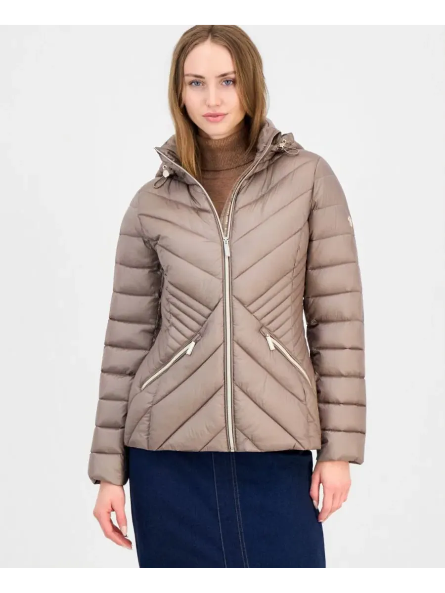 Женское пальто-пуховик с капюшоном, модель Packable Michael Kors