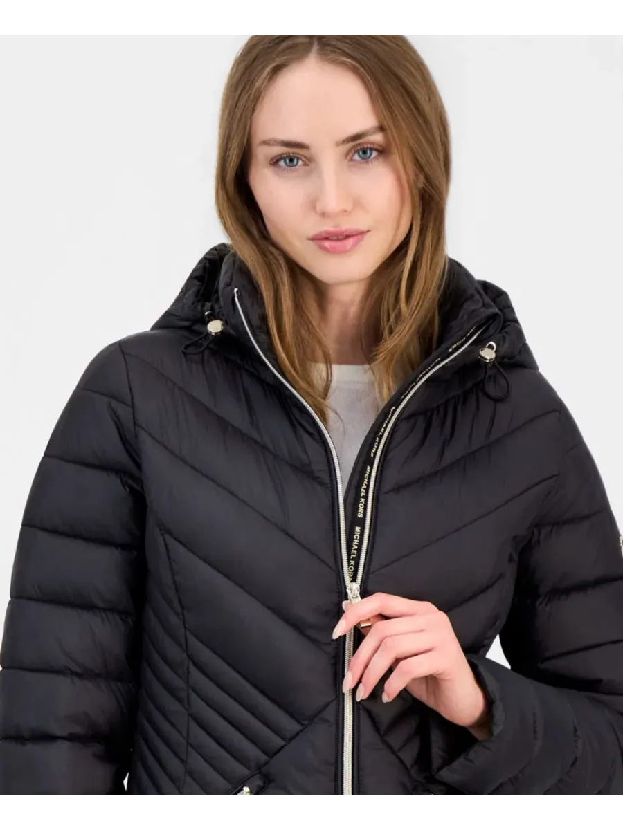 Женское пуховик-куртка с капюшоном Michael Kors — изображение 2 из 3, черный