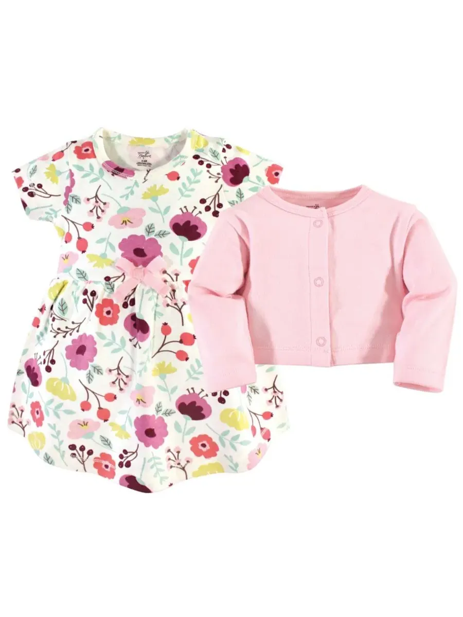 Комплект из платья и кардигана Natural Cotton Baby Girls Dress and Cardigan Touched by Nature — изображение 2 из 4, розовый