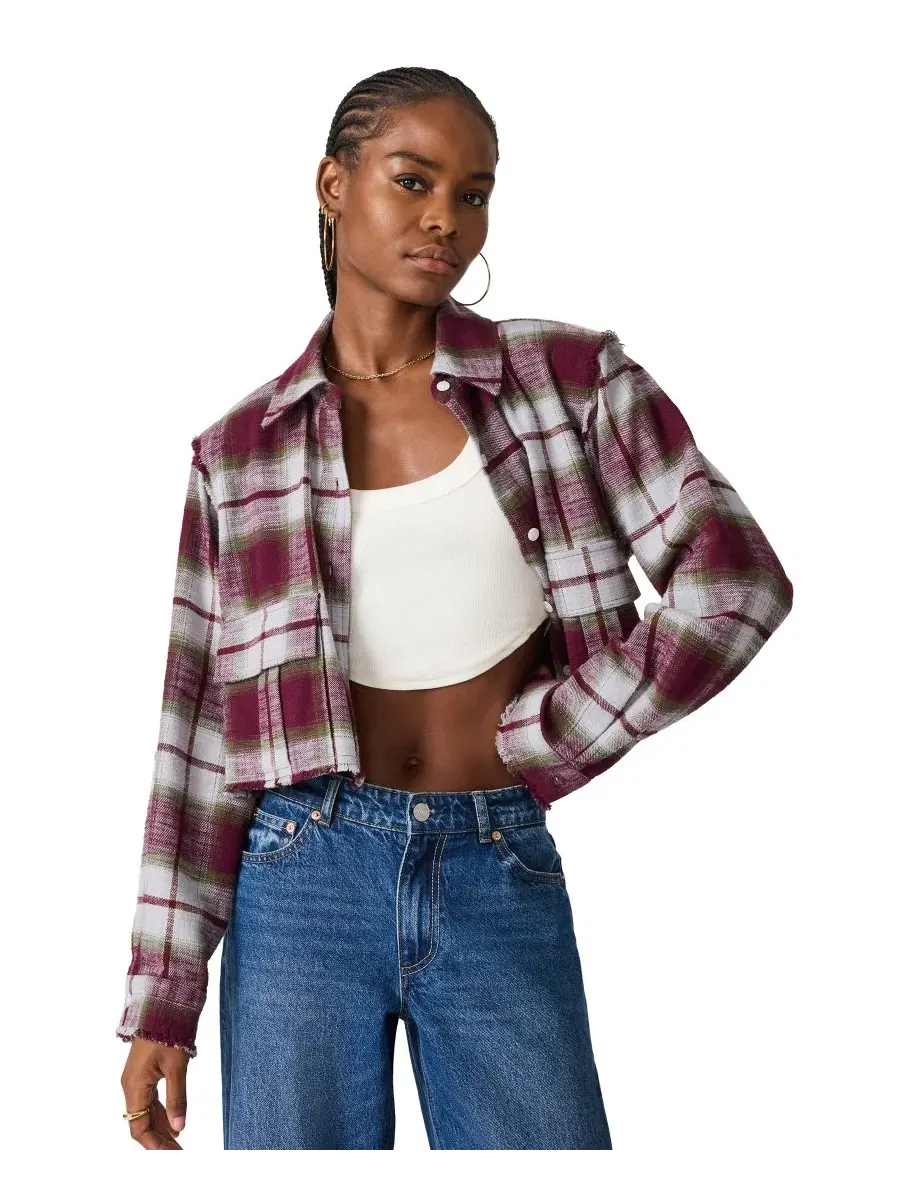 Женская рубашка с принтом Marlow Plaid Steve Madden — изображение 1 из 4, бордовый мульти