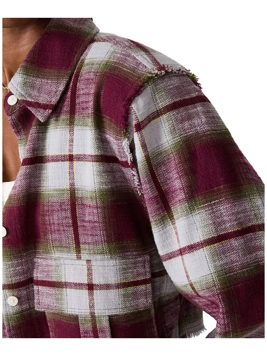 Женская рубашка с принтом Marlow Plaid Steve Madden — изображение 3 из 4, бордовый мульти