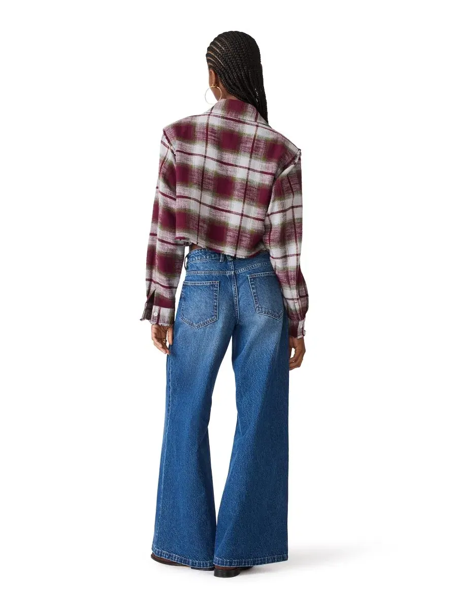 Женская рубашка с принтом Marlow Plaid Steve Madden — изображение 4 из 4, бордовый мульти