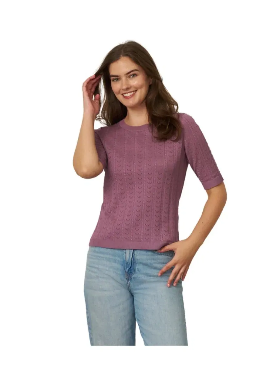 Женский свитер с ажурным узором Cable & Gauge, Very Grape
