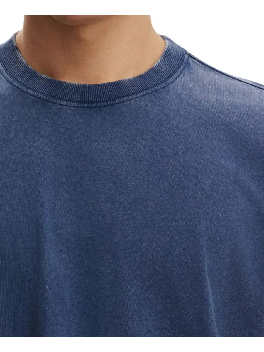 Футболка-бокс с текстурой, свободного кроя COTTON ON — изображение 3 из 4, темно-синий