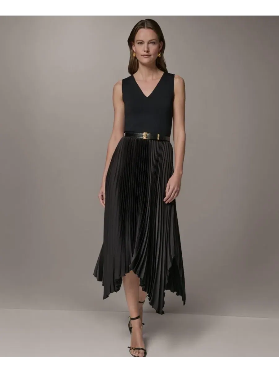 Платье с V-образным вырезом без рукавов Donna Karan New York — изображение 2 из 5, черный