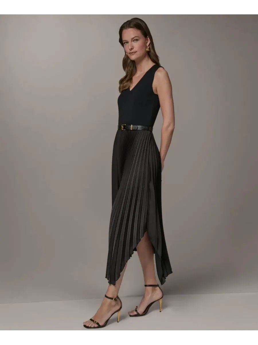 Платье с V-образным вырезом без рукавов Donna Karan New York — изображение 3 из 5, черный