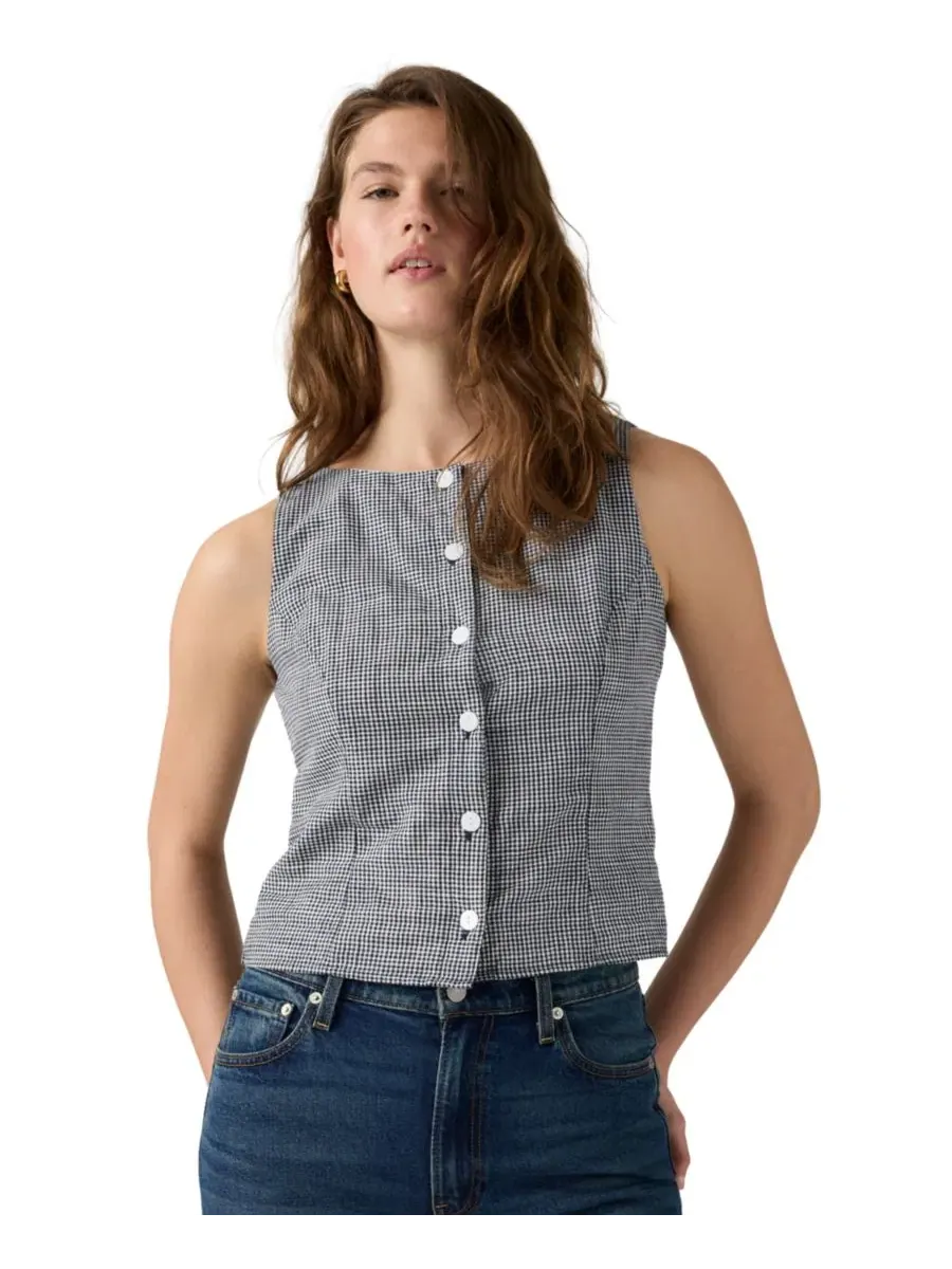 Топ без рукавов с высоким вырезом Pippa Levi's, Ceicil Even Micro Check Peacoat — изображение 1 из 4