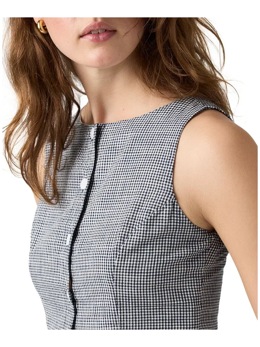 Топ без рукавов с высоким вырезом Pippa Levi's, Ceicil Even Micro Check Peacoat — изображение 3 из 4