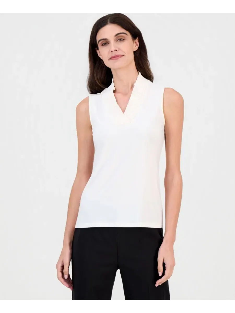 Топ без рукавов с V-образным вырезом Anne Klein — изображение 1 из 3, белый