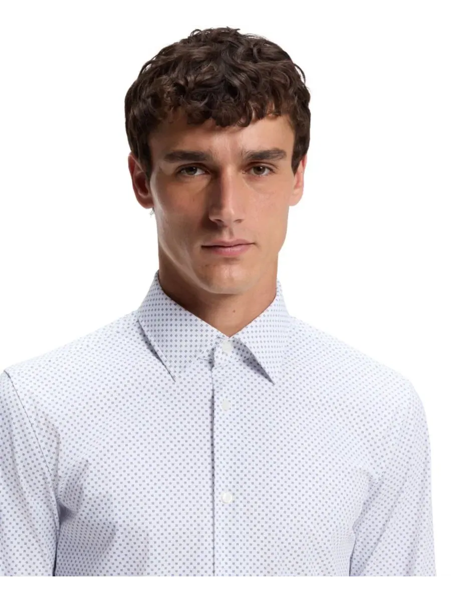 Рубашка с принтом Slim Fit Hugo Boss — изображение 13 из 13, синий