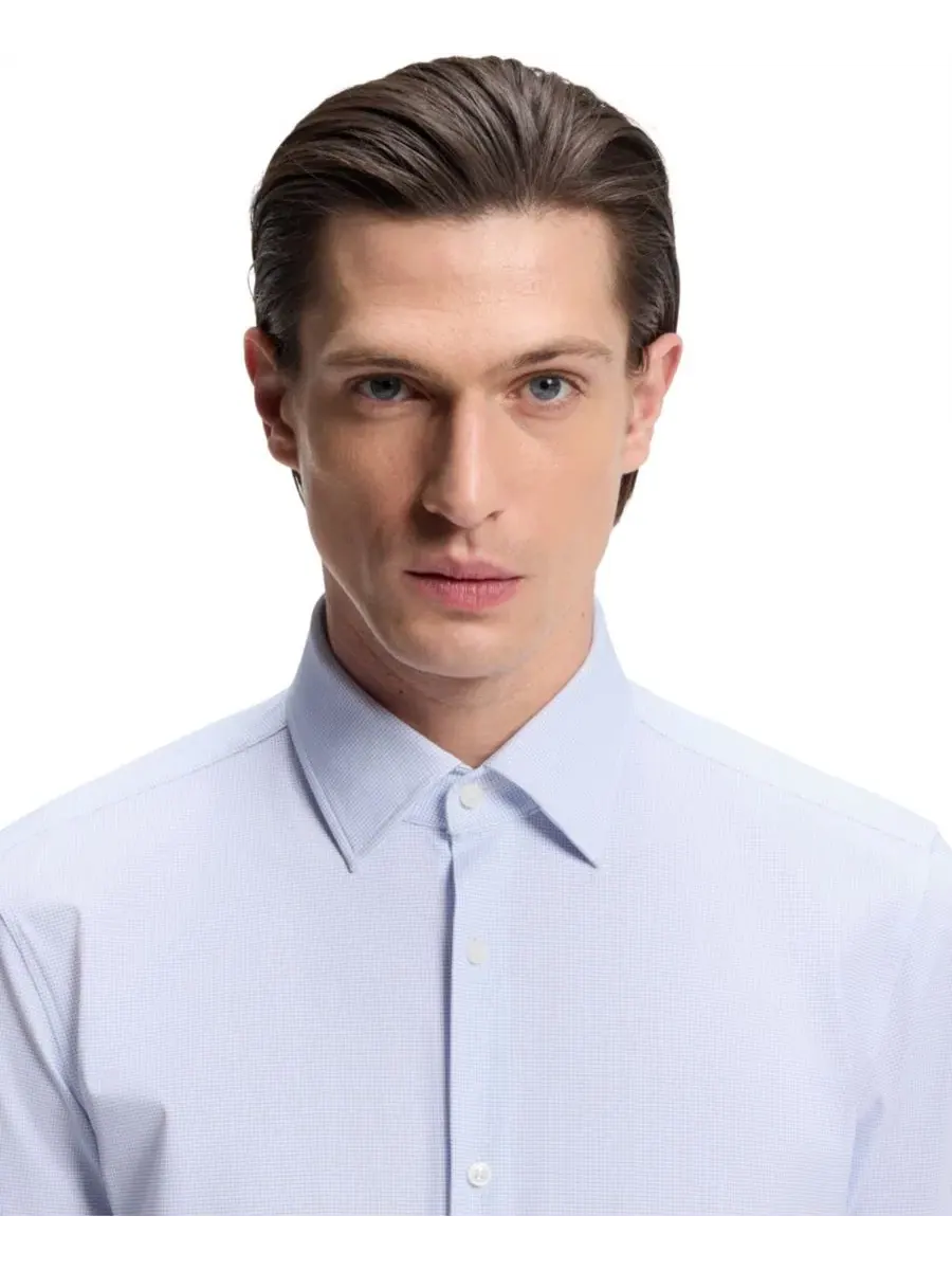 Рубашка с принтом Slim Fit Hugo Boss — изображение 9 из 13, синий