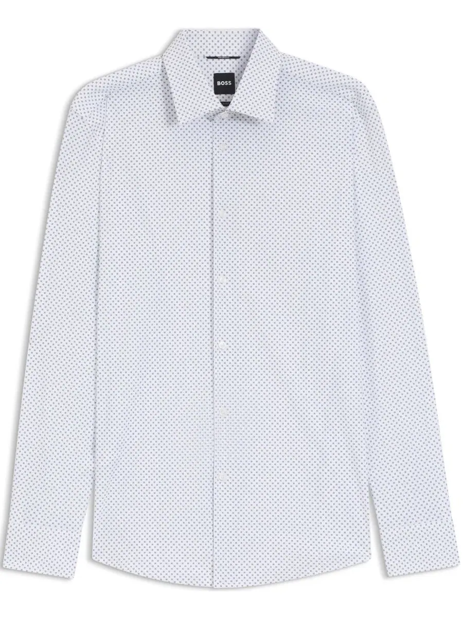 Рубашка с принтом Slim Fit Hugo Boss — изображение 10 из 13, синий