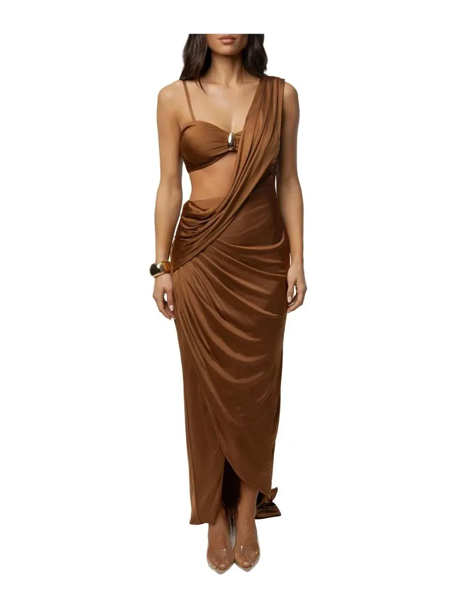 Платье-макси с драпировкой Love And Legacy Draped JLUXLABEL — изображение 1 из 8, бежевый