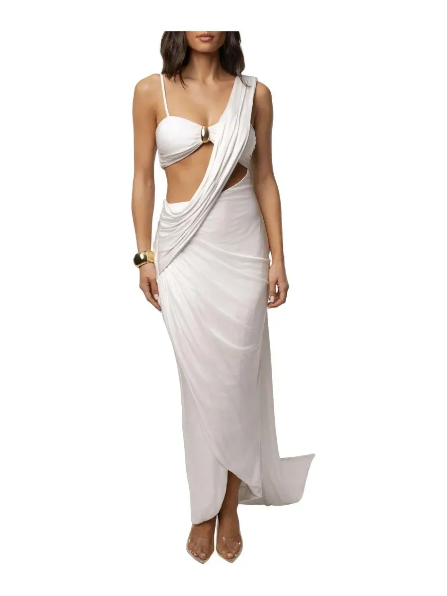 Платье-макси с драпировкой Love And Legacy Draped Dress JLUXLABEL — изображение 1 из 8, белый