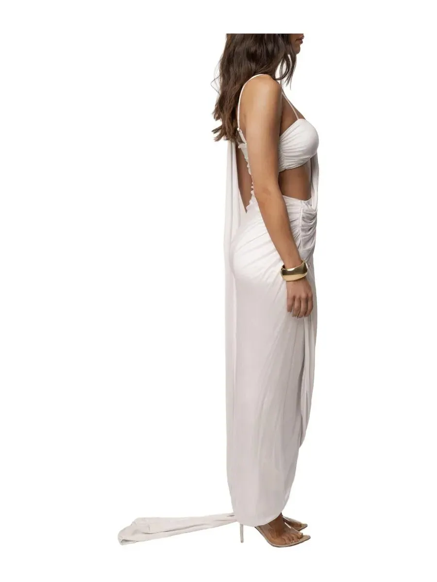 Платье-макси с драпировкой Love And Legacy Draped Dress JLUXLABEL — изображение 2 из 8, белый
