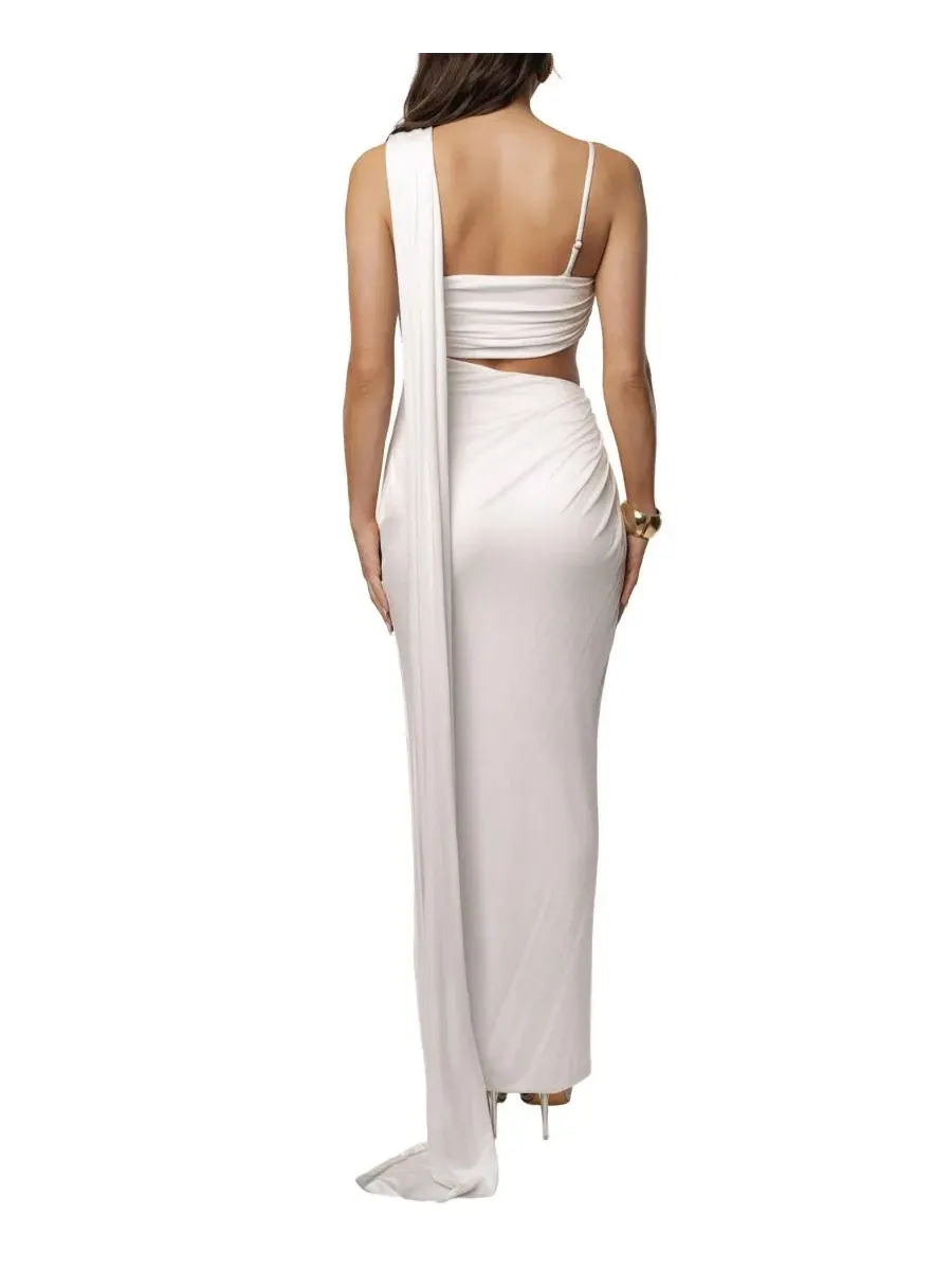 Платье-макси с драпировкой Love And Legacy Draped Dress JLUXLABEL — изображение 3 из 8, белый