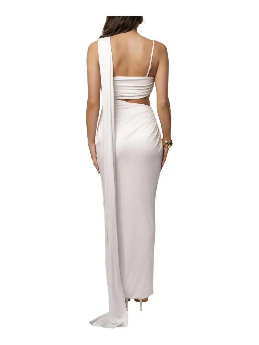 Платье-макси с драпировкой Love And Legacy Draped Dress JLUXLABEL — изображение 4 из 8, белый