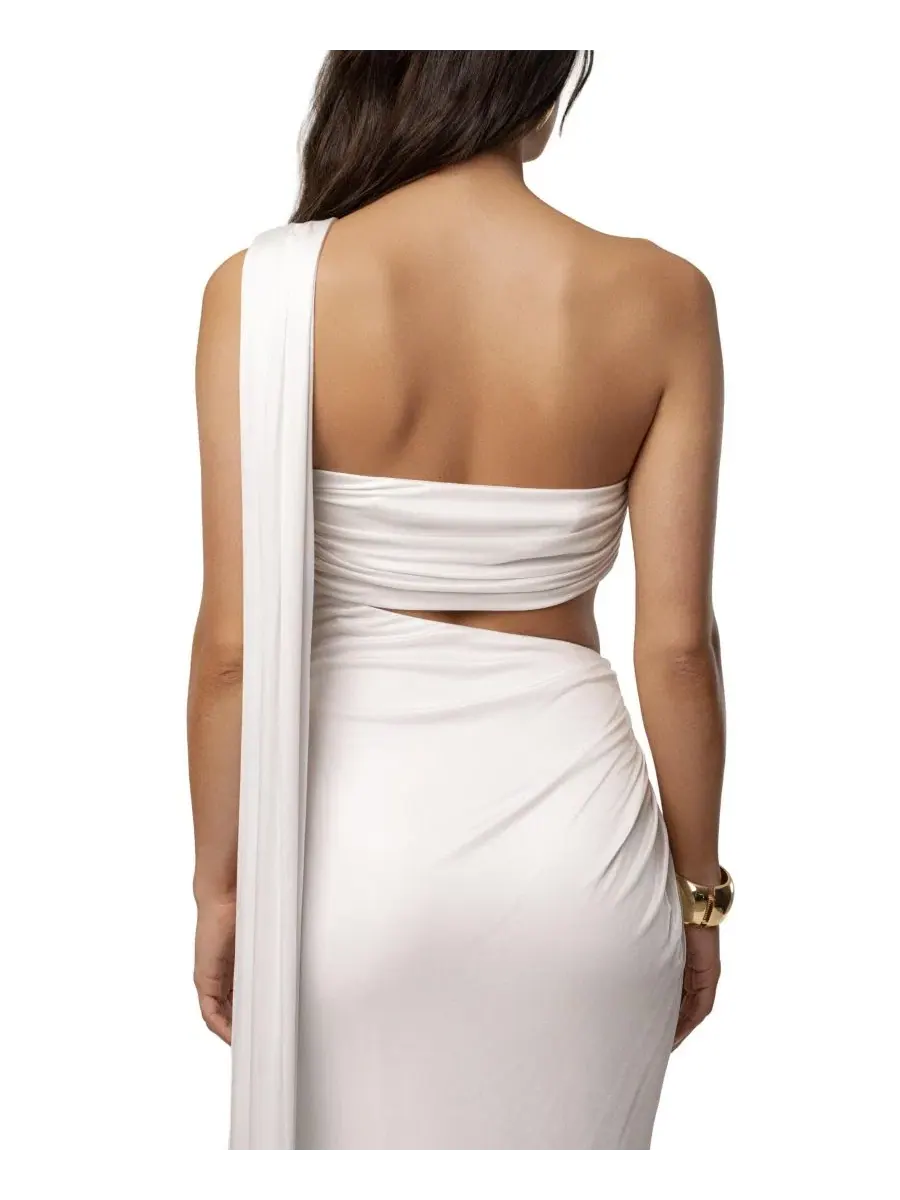 Платье-макси с драпировкой Love And Legacy Draped Dress JLUXLABEL — изображение 6 из 8, белый