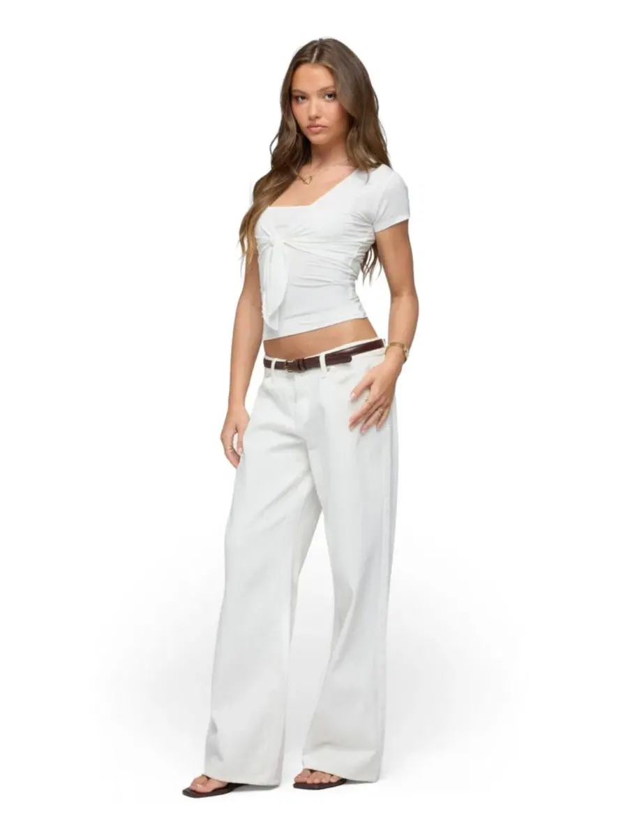 Топ с завязкой спереди Malka Two Piece Tie Front Top Edikted — изображение 3 из 5, белый