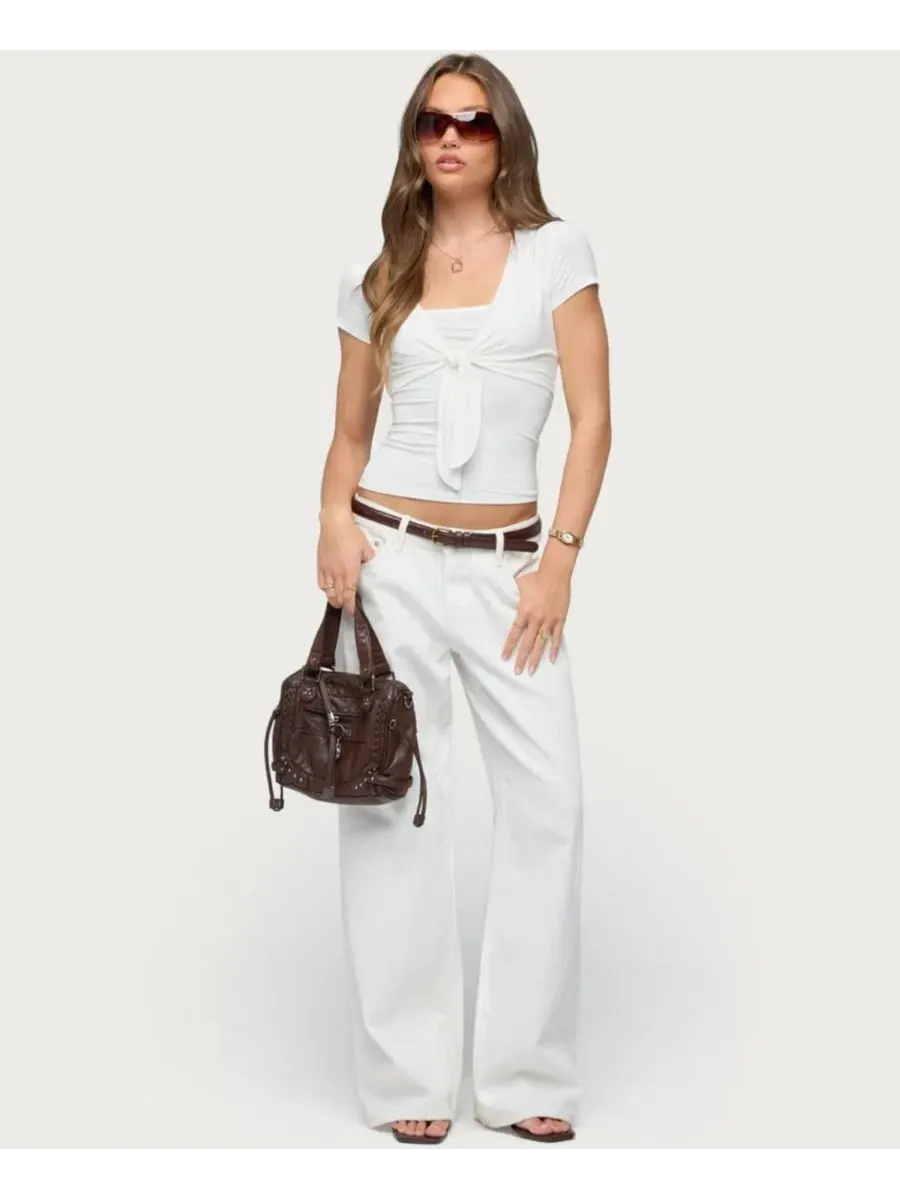 Топ с завязкой спереди Malka Two Piece Tie Front Top Edikted — изображение 5 из 5, белый