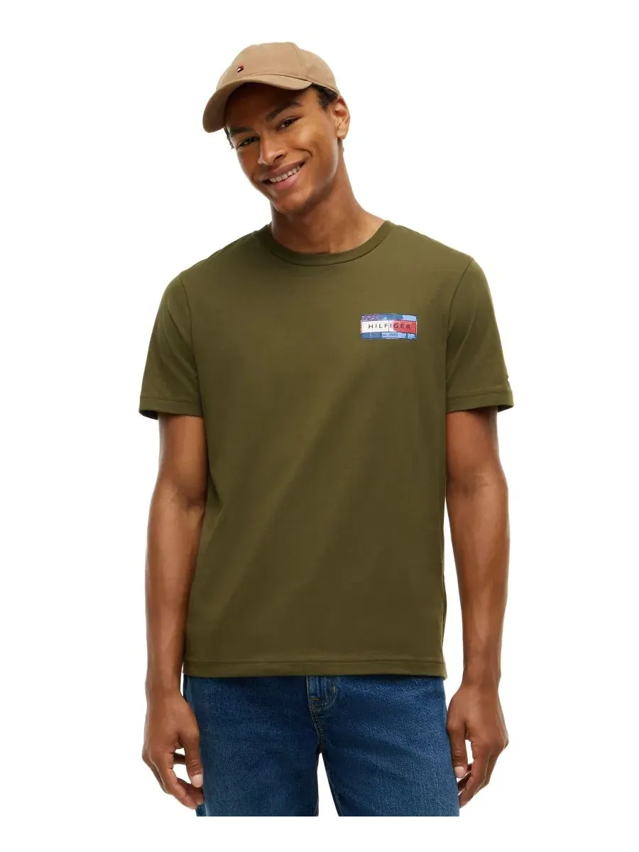 Футболка с графическим принтом Brand Love Back Flag Tommy Hilfiger — изображение 2 из 3, зеленый