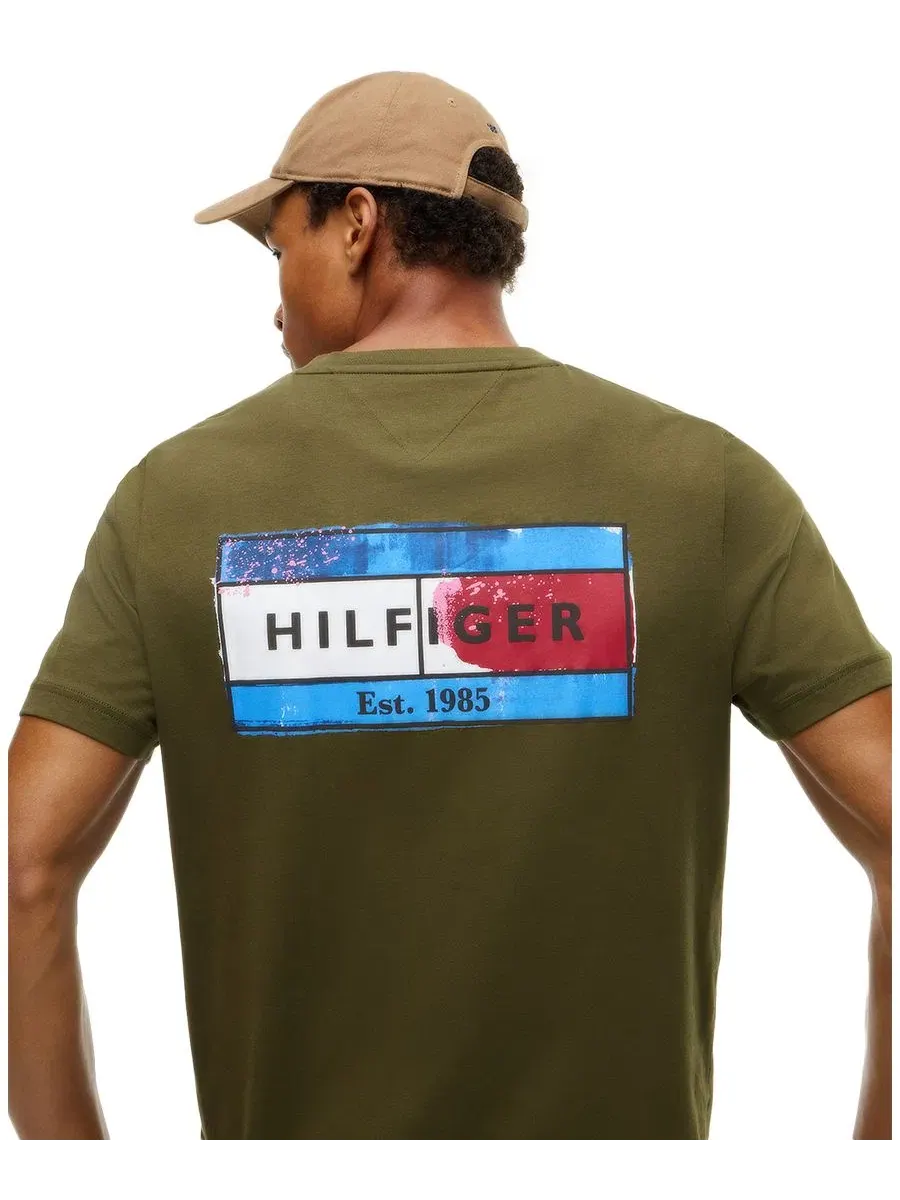 Футболка с графическим принтом Brand Love Back Flag Tommy Hilfiger — изображение 3 из 3, зеленый