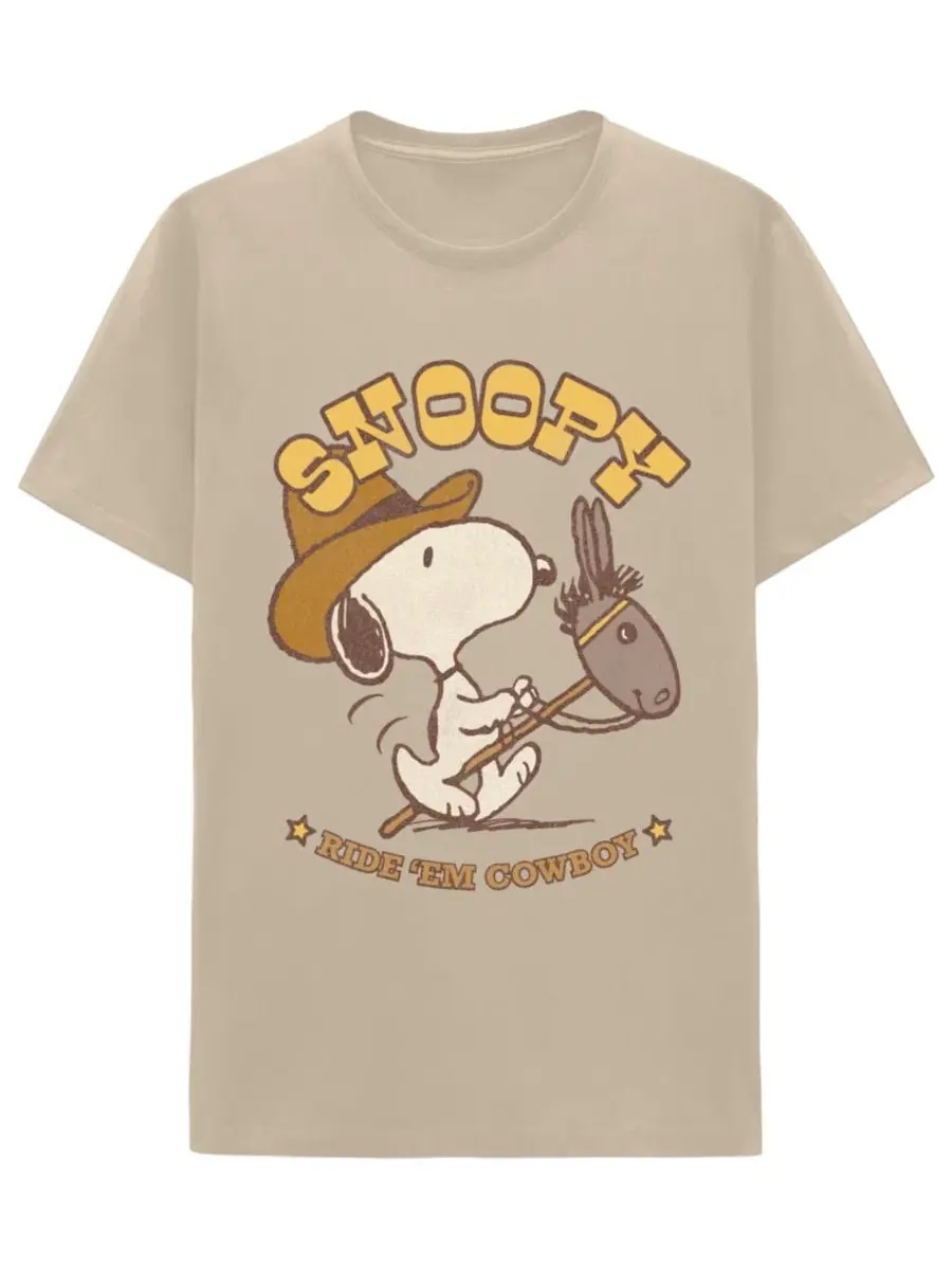Футболка с принтом Snoopy Cowboy Hybrid Apparel — изображение 1 из 4, бежевый