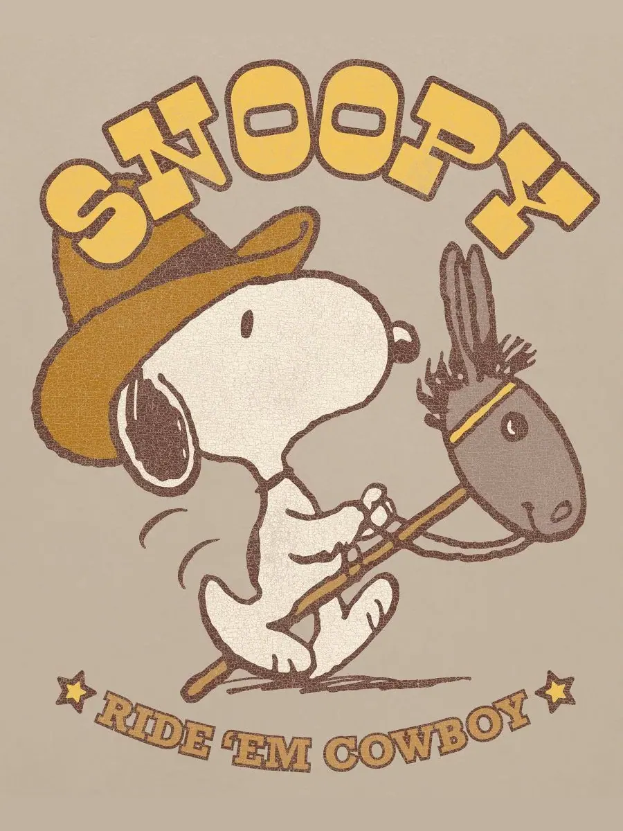 Футболка с принтом Snoopy Cowboy Hybrid Apparel — изображение 4 из 4, бежевый