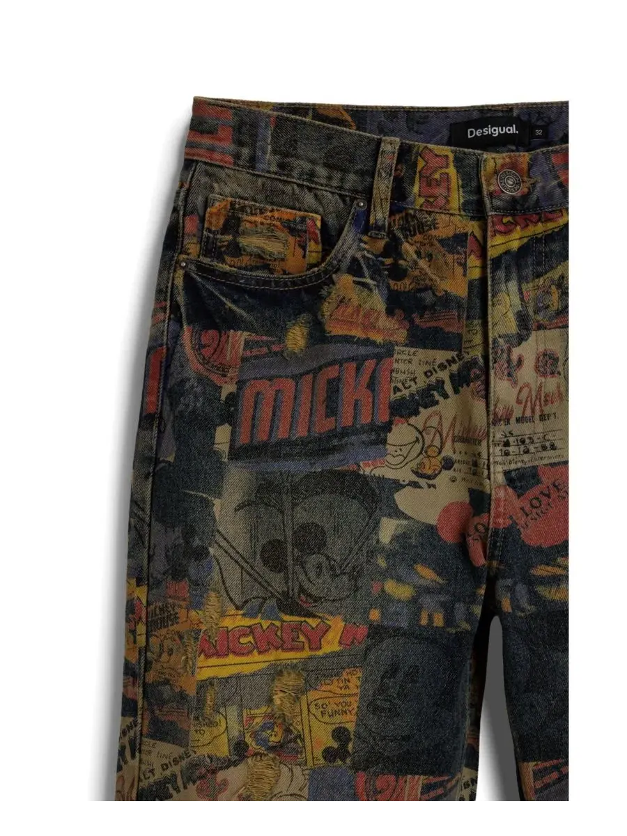 Джинсы прямого кроя с принтом Mickey Mouse Desigual — изображение 3 из 5, серый