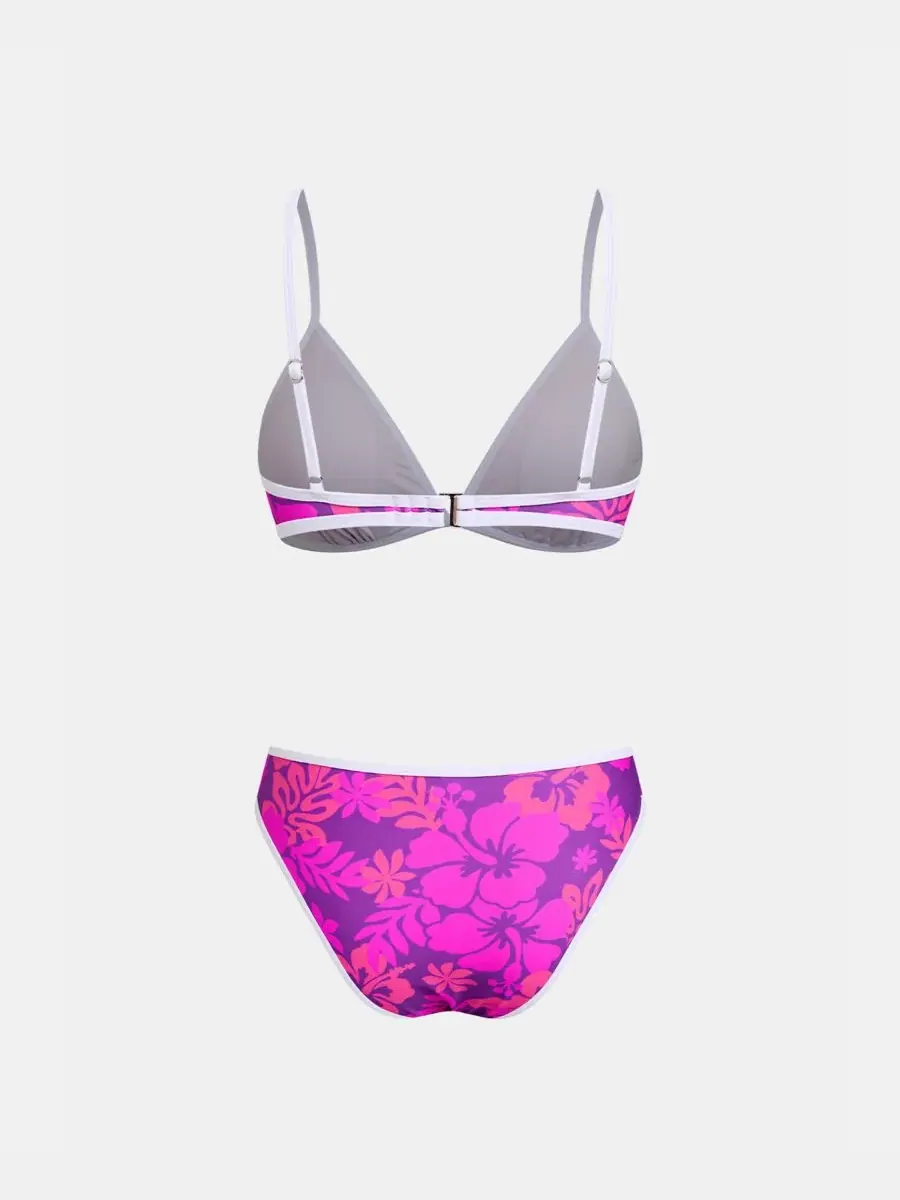 Женский комплект бикини с саронгом Aloha Bliss Floral Cupshe — изображение 5 из 5, фиолетовый