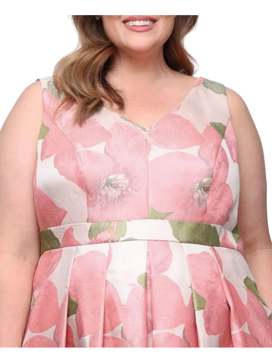 Платье-трапеция без рукавов с V-образным вырезом, модель Plus Size V-Neck Sleeveless A-Line Ball — изображение 2 из 3, мульти