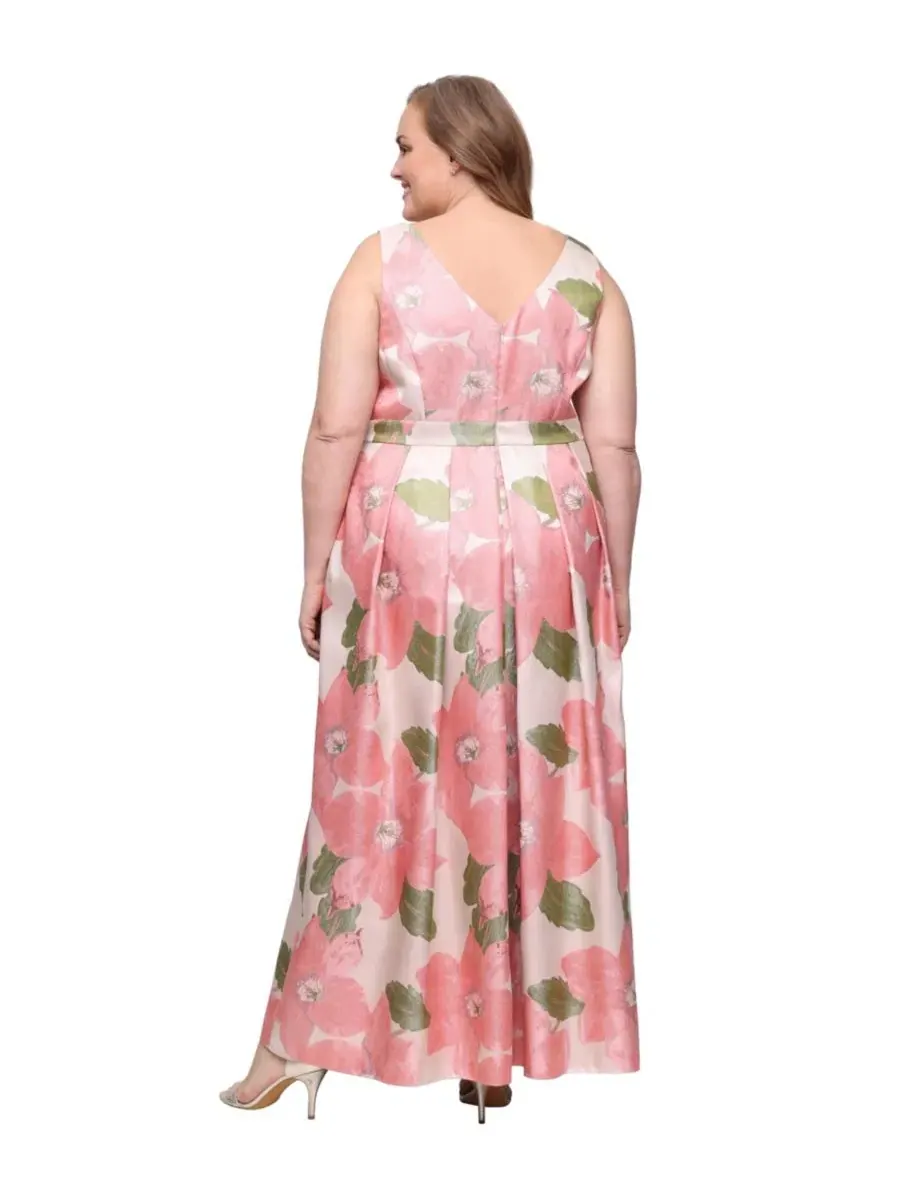 Платье-трапеция без рукавов с V-образным вырезом, модель Plus Size V-Neck Sleeveless A-Line Ball — изображение 3 из 3, мульти