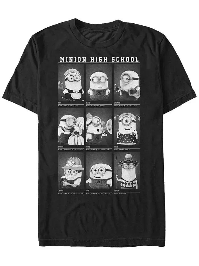 Футболка с коротким рукавом для мужчин с фотографиями из средней школы Minions Fifth Sun — изображение 1 из 1, черный