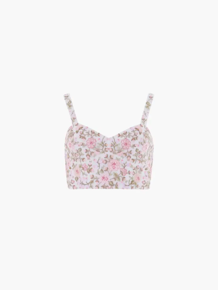 Топ с вышивкой Eden Rose Sweetheart Crop Top Needle & Thread — изображение 4 из 6, белый/мульти