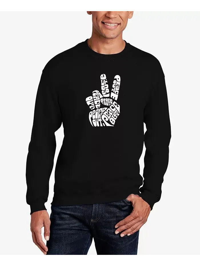 Мужская толстовка Word Art Peace Out с круглым вырезом LA Pop Art — изображение 1 из 3, черный