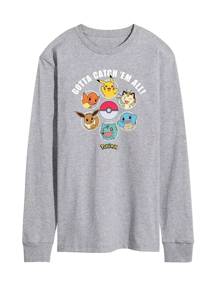 Мужская футболка с длинным рукавом Pokemon Gotta Catch 'Em AIRWAVES — изображение 1 из 2, серый