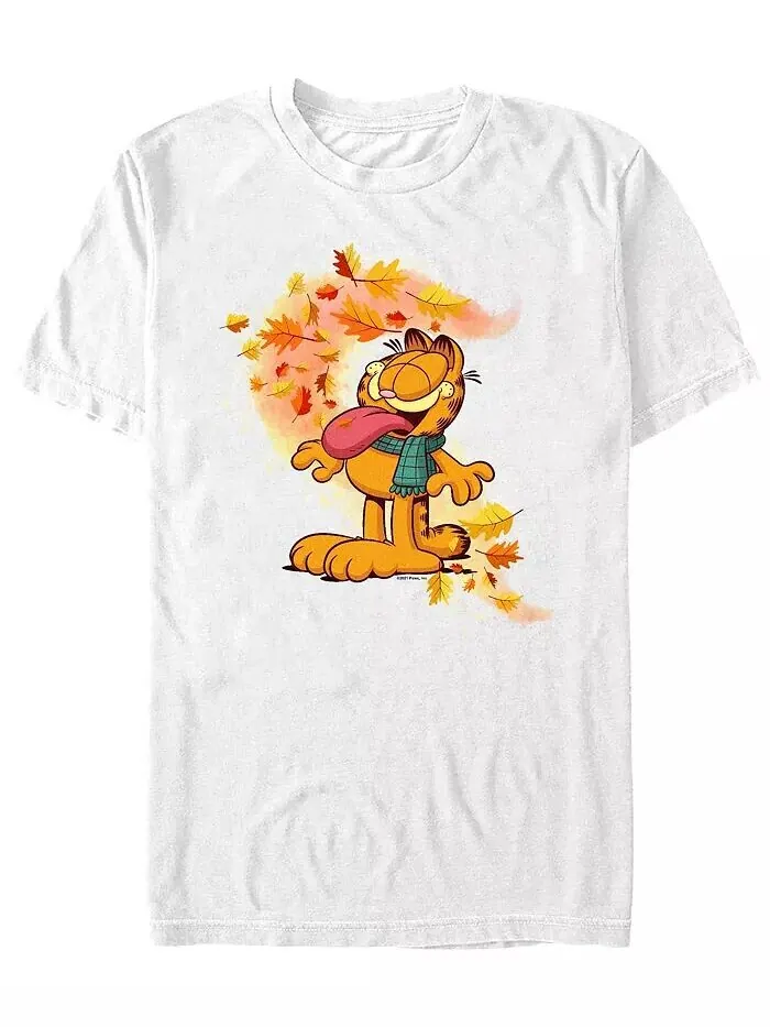 Мужская футболка с короткими рукавами Garfield Autumn Leaves Fifth Sun — изображение 1 из 1, белый