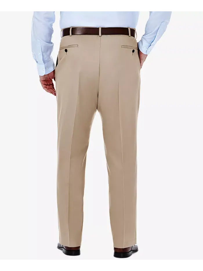Мужские брюки Big & Tall Premium No Iron Khaki Classic Fit с плоской передней частью и скрытым — 3