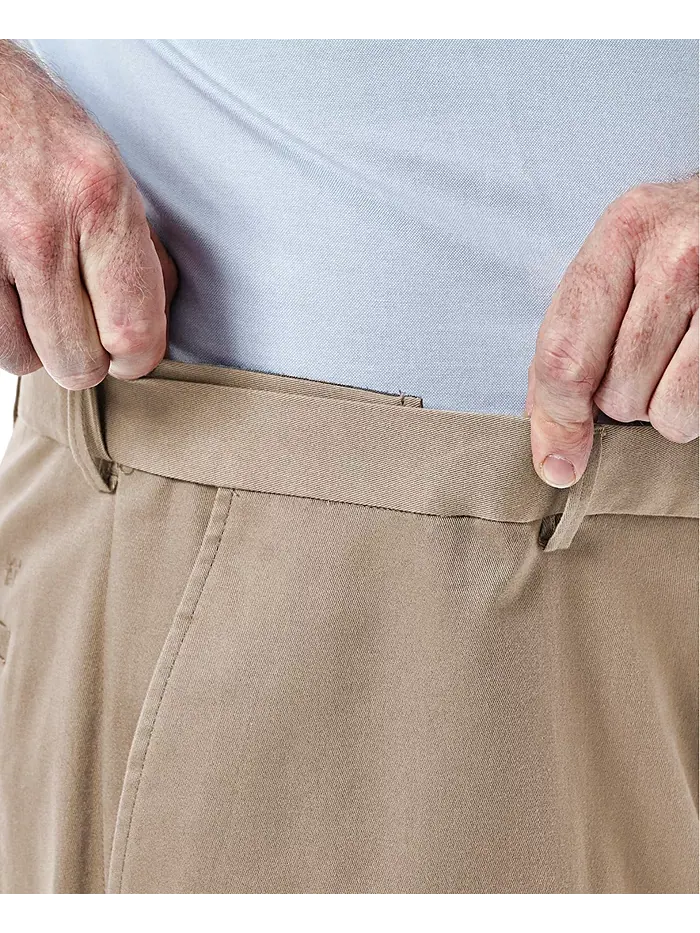 Мужские брюки Big & Tall Premium No Iron Khaki Classic Fit с плоской передней частью и скрытым — 4