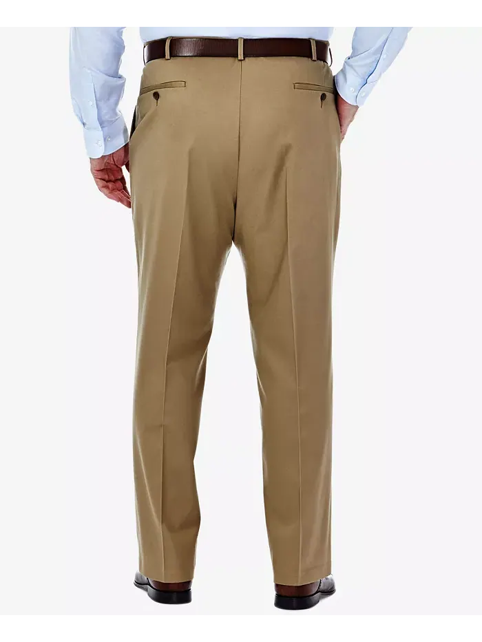 Мужские брюки Big & Tall Premium No Iron Khaki Classic Fit с плоской передней частью и скрытым — 2