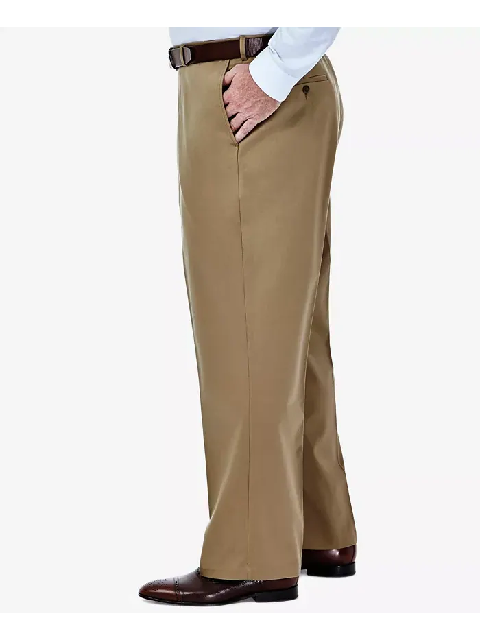 Мужские брюки Big & Tall Premium No Iron Khaki Classic Fit с плоской передней частью и скрытым — 3