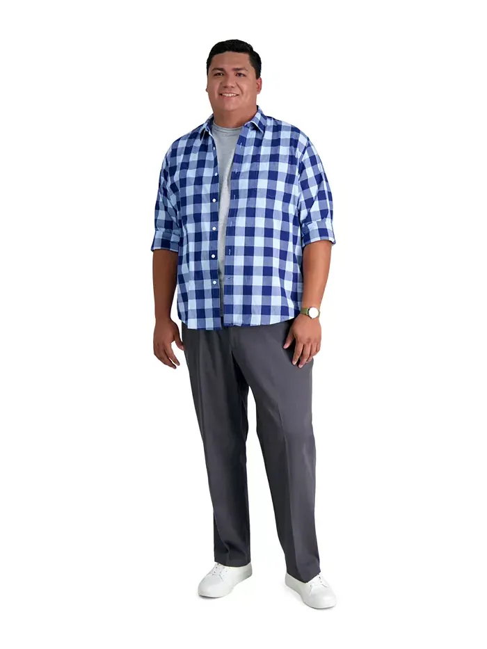 Мужские брюки Big & Tall Premium No Iron Khaki Classic Fit с плоской передней частью и скрытым
